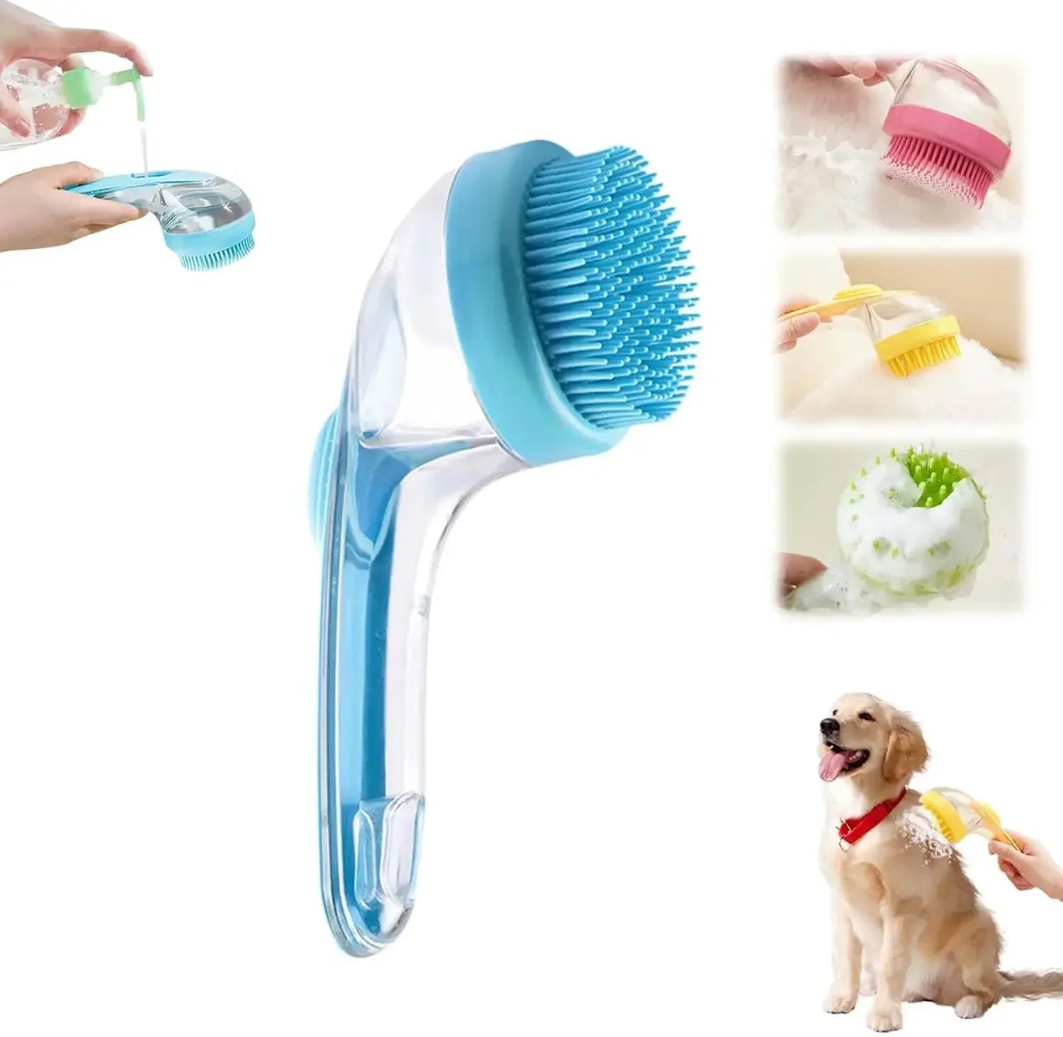 Pet Grooming Brush - Bath Massager & Bubble Maker Paw Washer Bath Brush Scrubber Shampoo Brush for Long/Short Haired Dogs & Cats