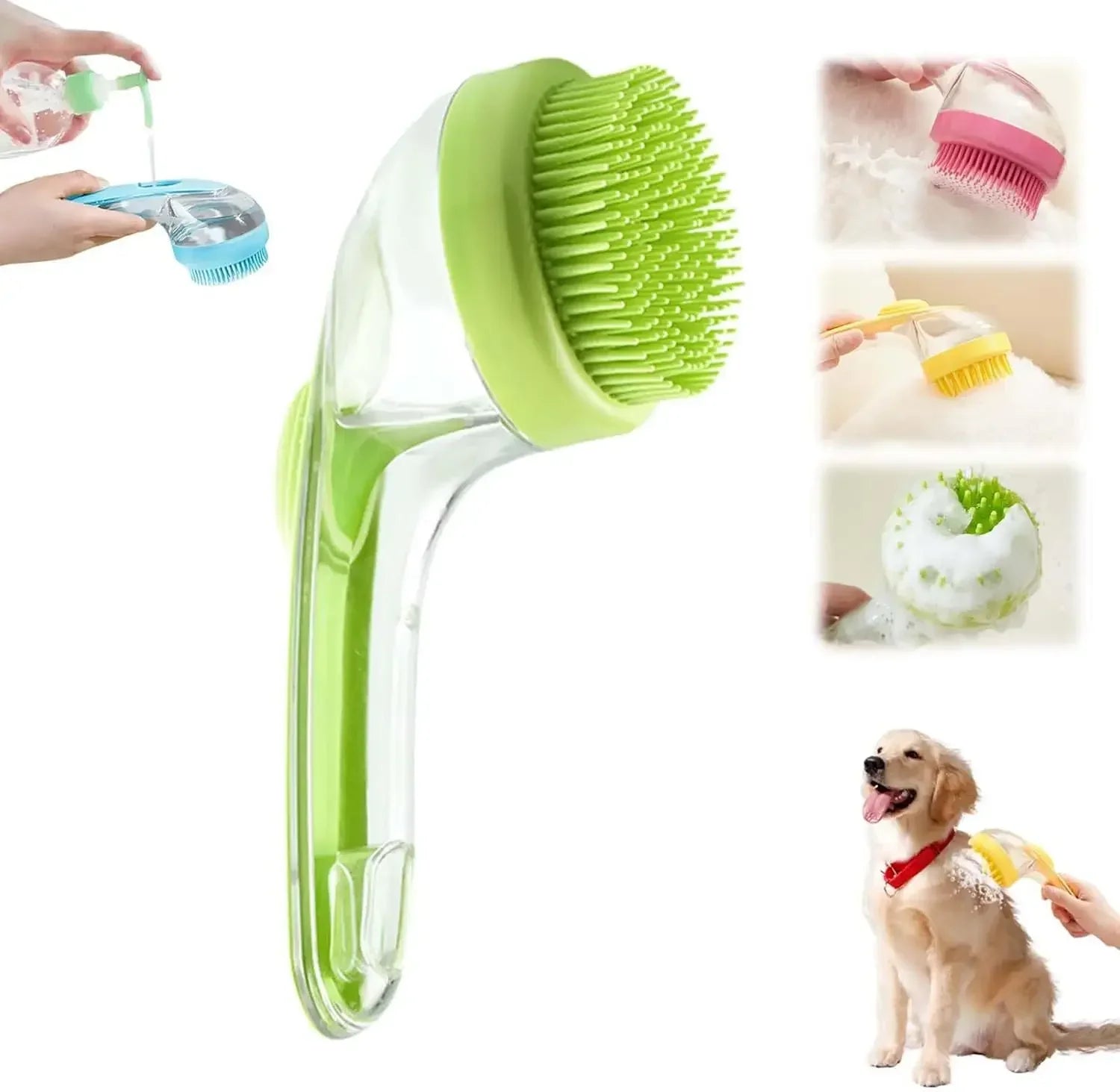 Pet Grooming Brush - Bath Massager & Bubble Maker Paw Washer Bath Brush Scrubber Shampoo Brush for Long/Short Haired Dogs & Cats